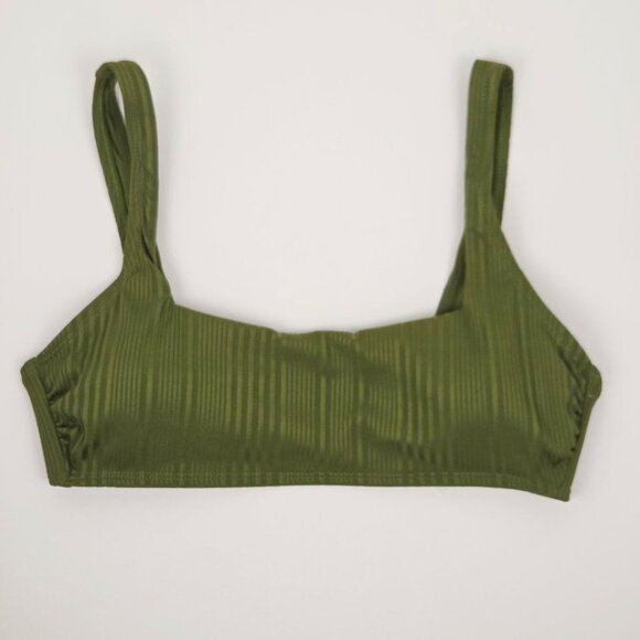 Salt & Cove Juniors' Ribbed Square-Neck Bikini Top Olive Size L - Picture 2 of 3